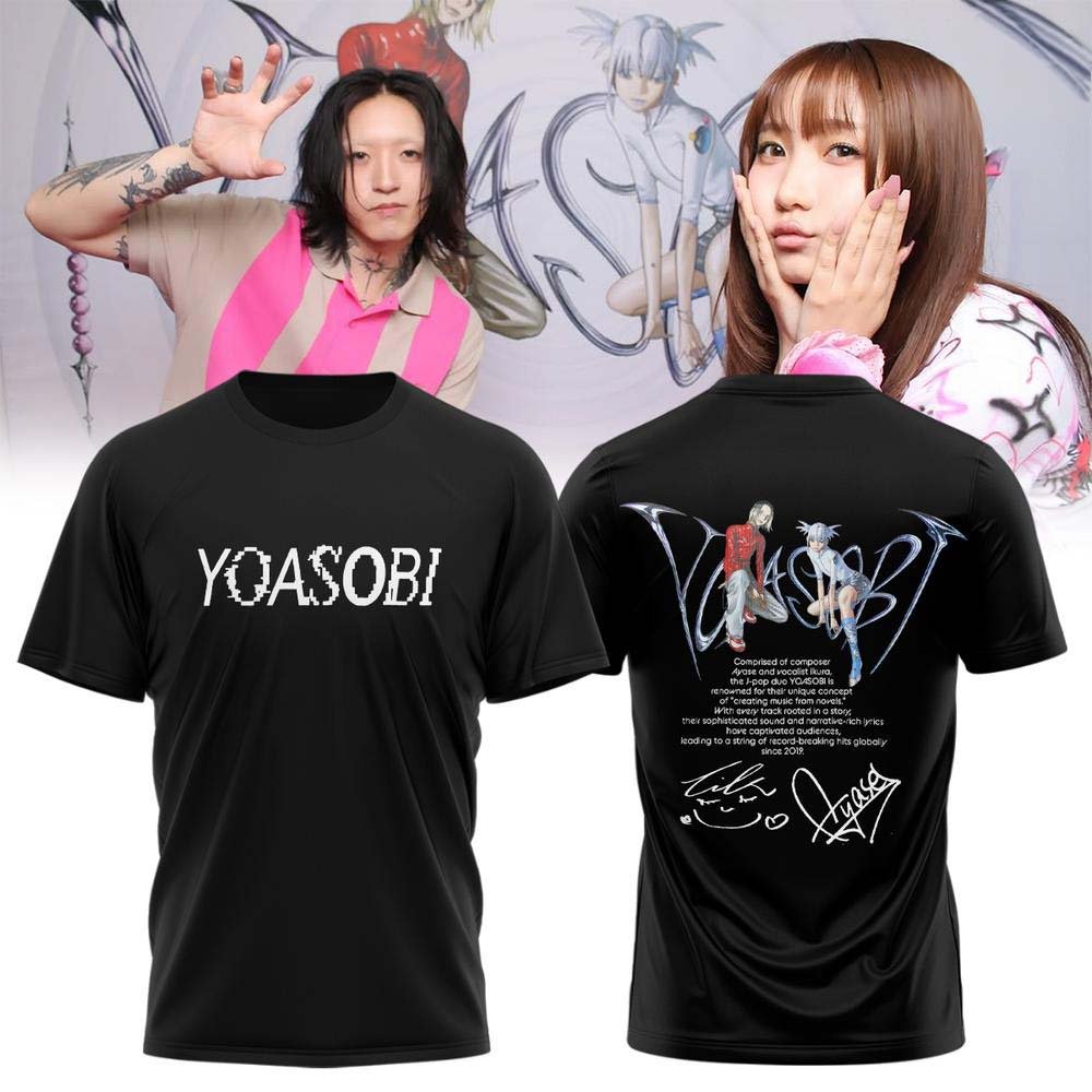 Yoasobi Merch Black Anime Art Logo T-Shirt Yoasobi Concert Outfit Gifts For Her