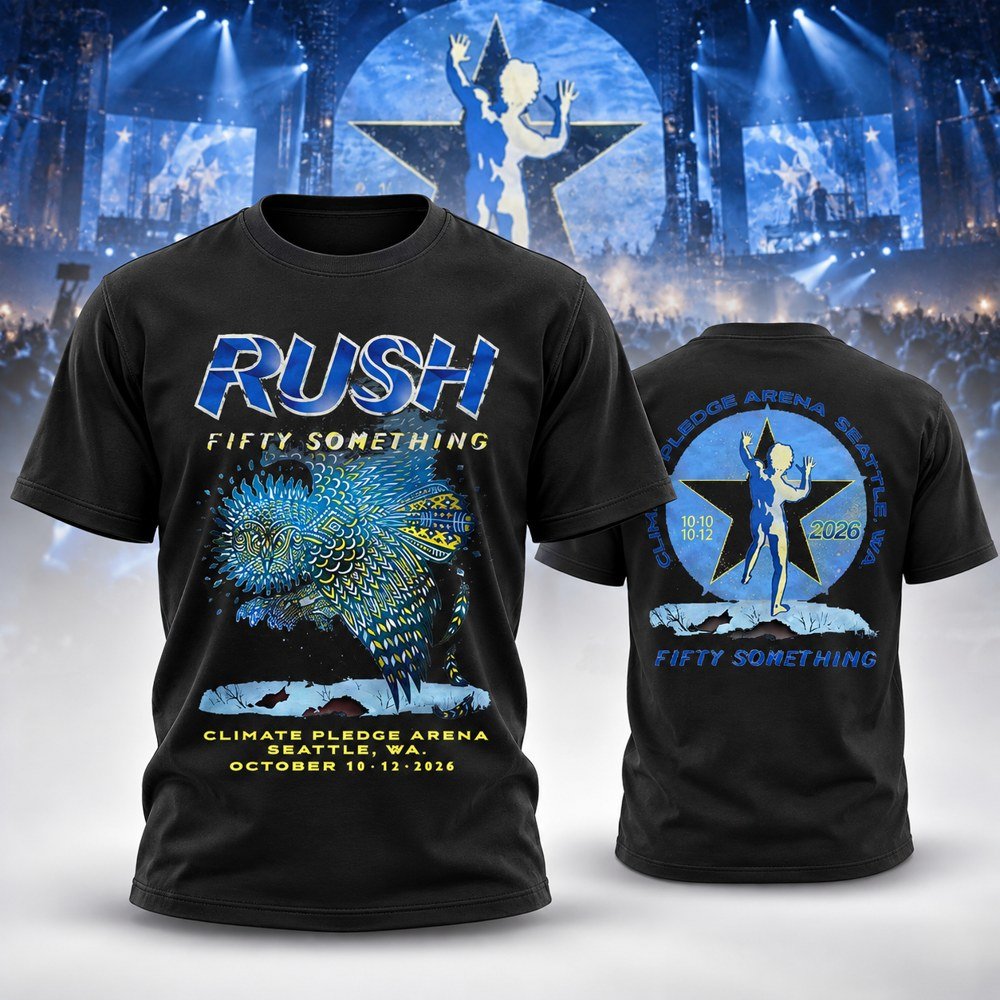 Rush Merch Seattle Owl T-Shirt Fifty Something Tour Apparel Gifts For Rush Lovers