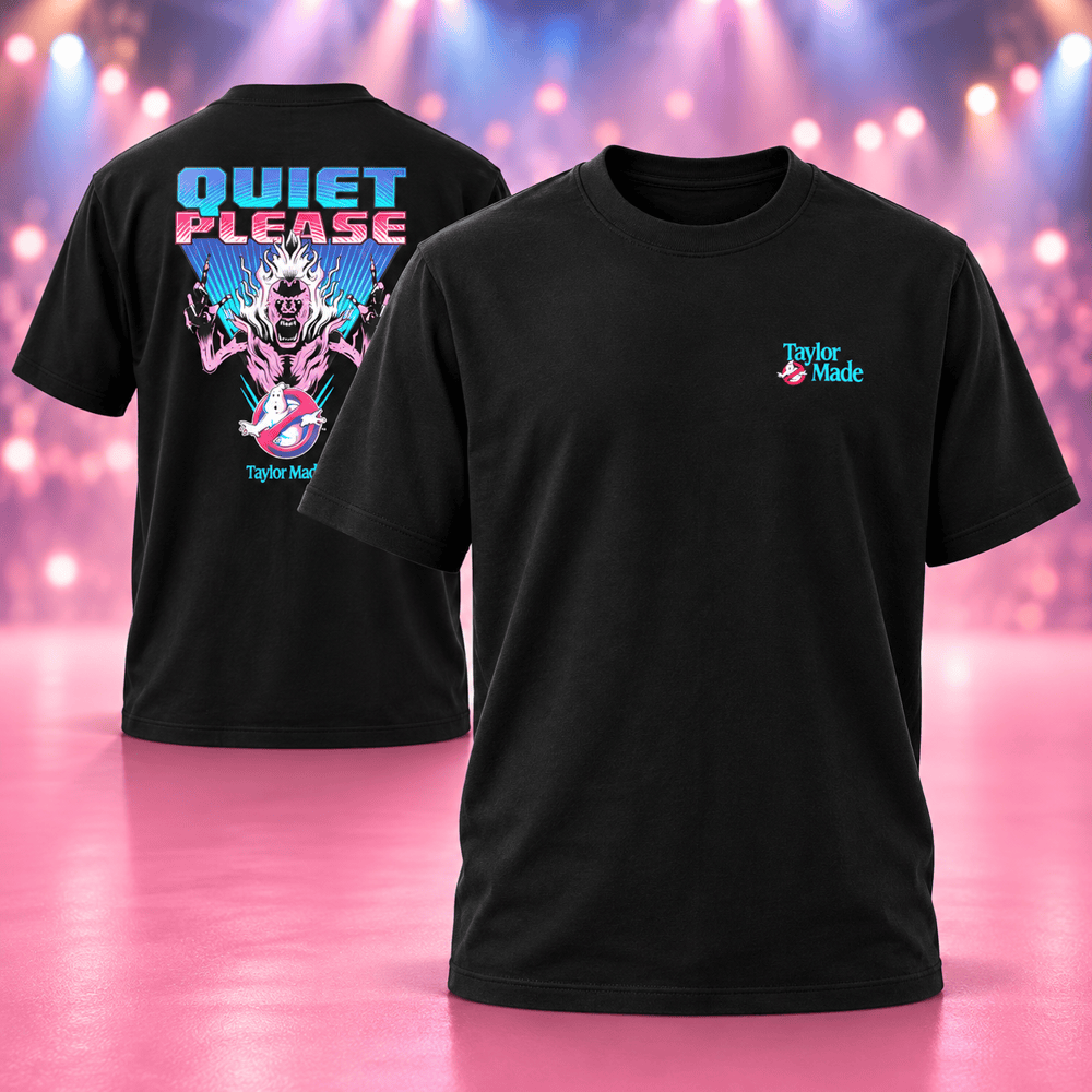 Taylormade X Ghostbusters Merch Quiet Please Black Golf T-Shirt Neon Ghost Oufit Gifts For Him