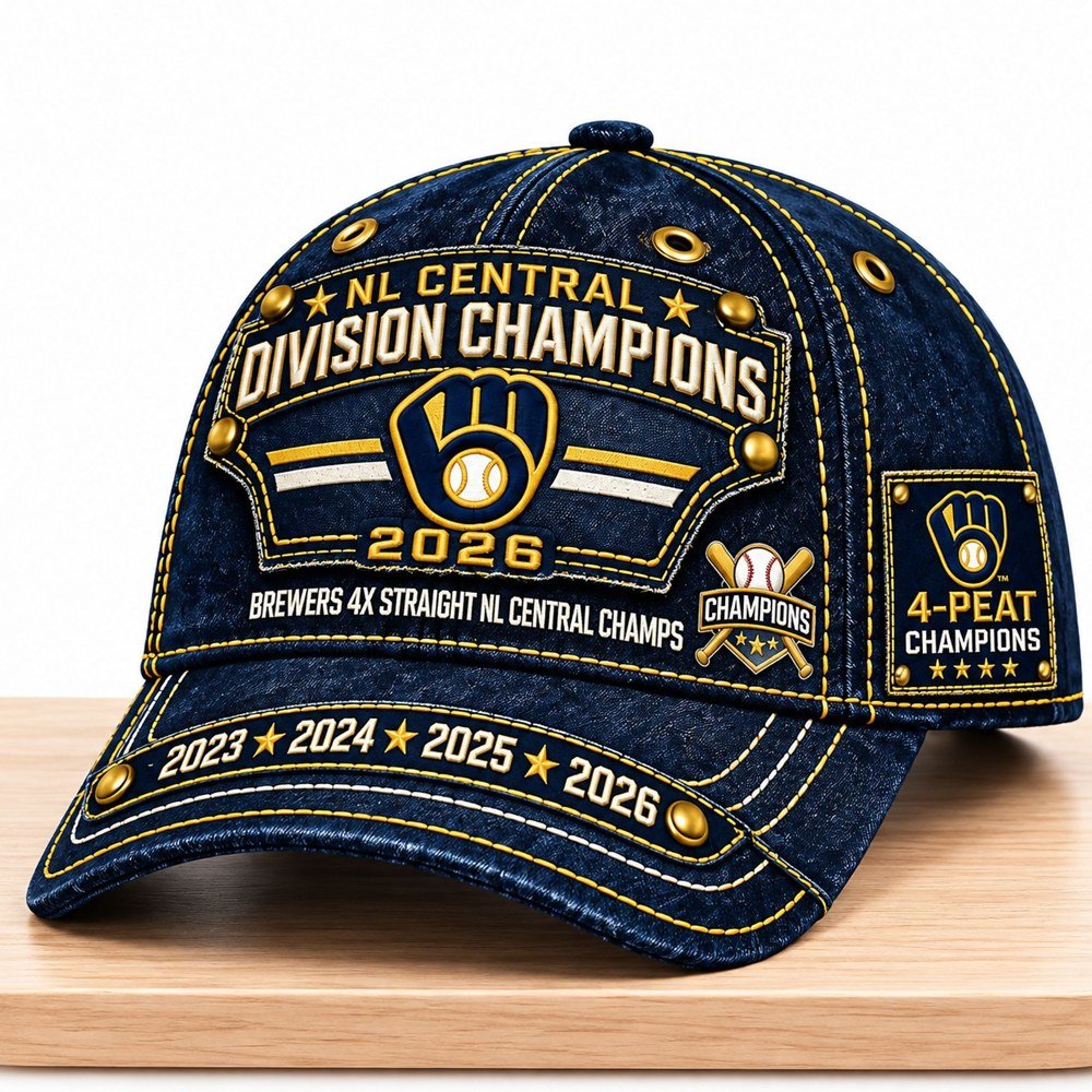 Brewers NL Central Division Champions 4Peat 2026 Hat Milwaukee Brewers Merch Gift For Fans
