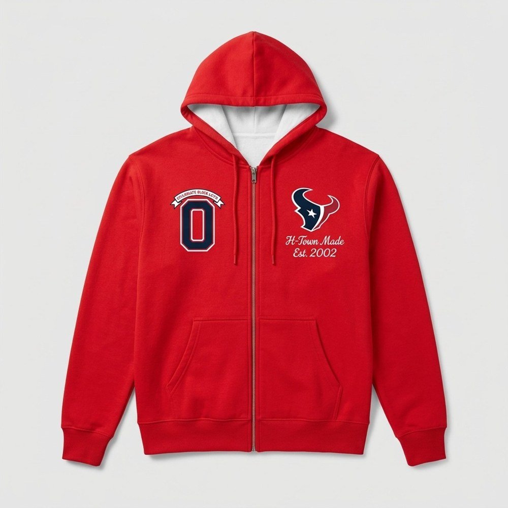 CJ Stroud Houston Texans Red Zip Up Hoodie CJ Stroud Merch Presents For Football Lovers
