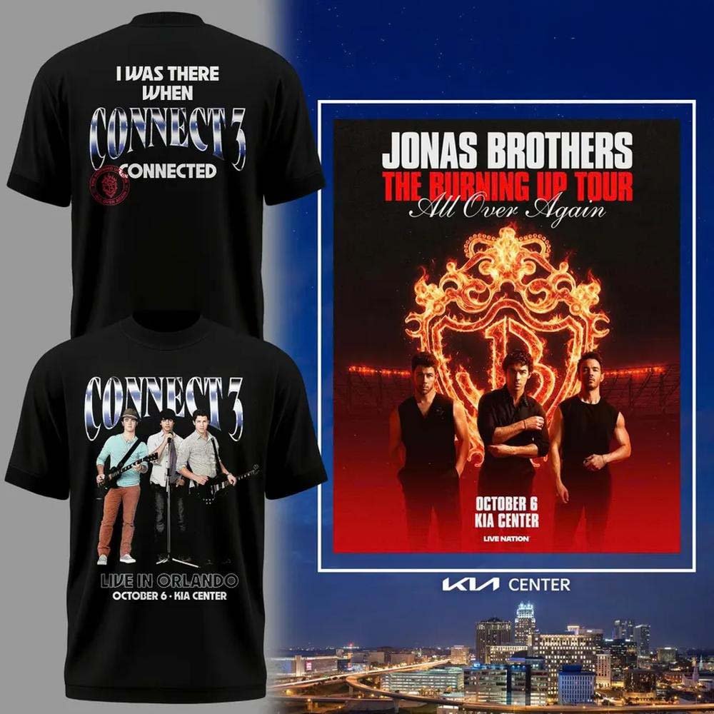 Jonas Brothers Merch Connect The Burning Up Tour T-Shirt Jonas Brothers Clothing Cool Gifts