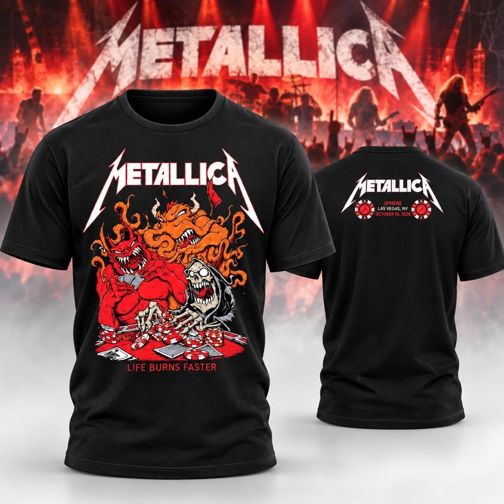 Metallica Merch T-Shirt Life Burns Faster Tour Outfit Gifts For Metallica Lover