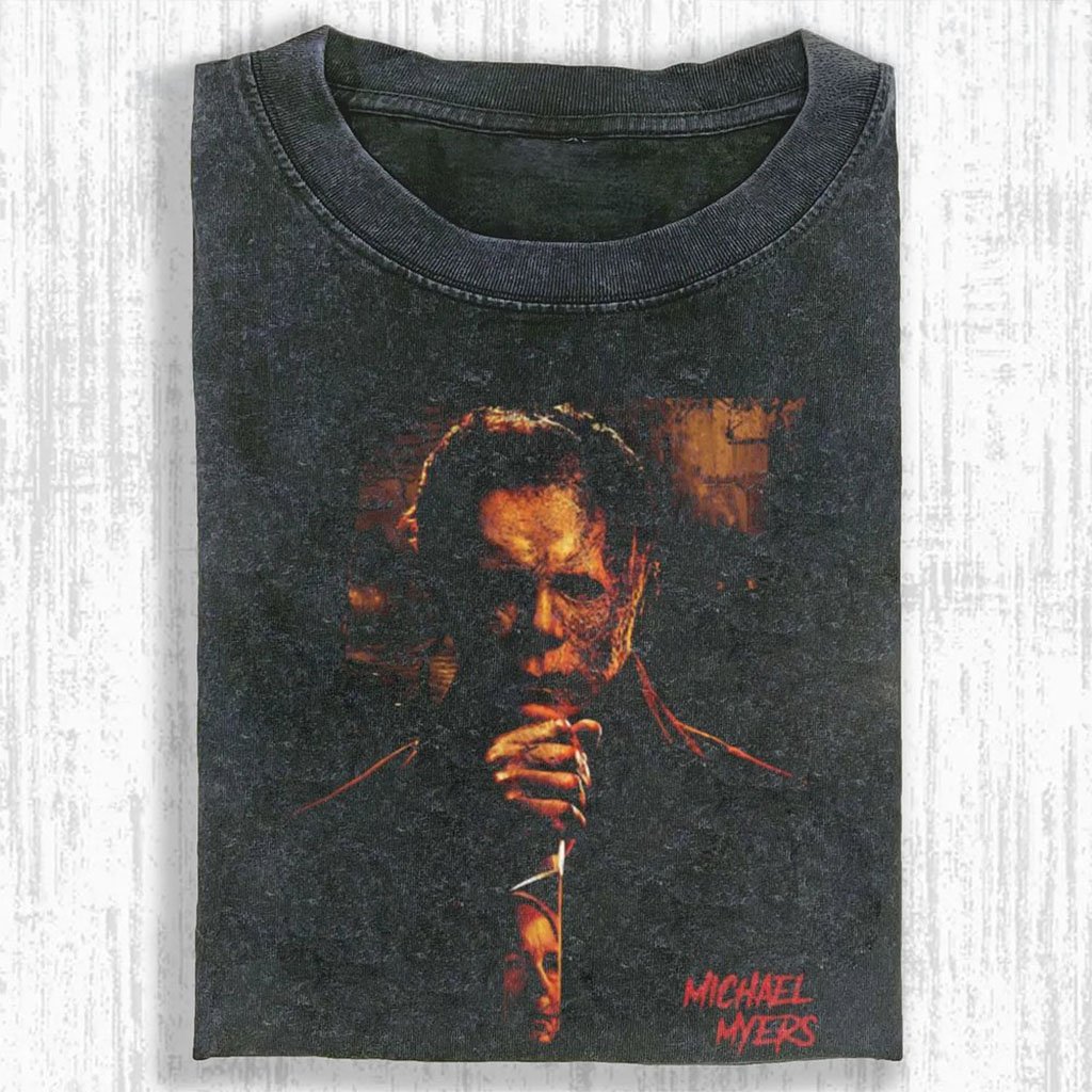 Michael Myers Knife Pose T-Shirt Halloween Merch Gift Ideas For Horror Lovers