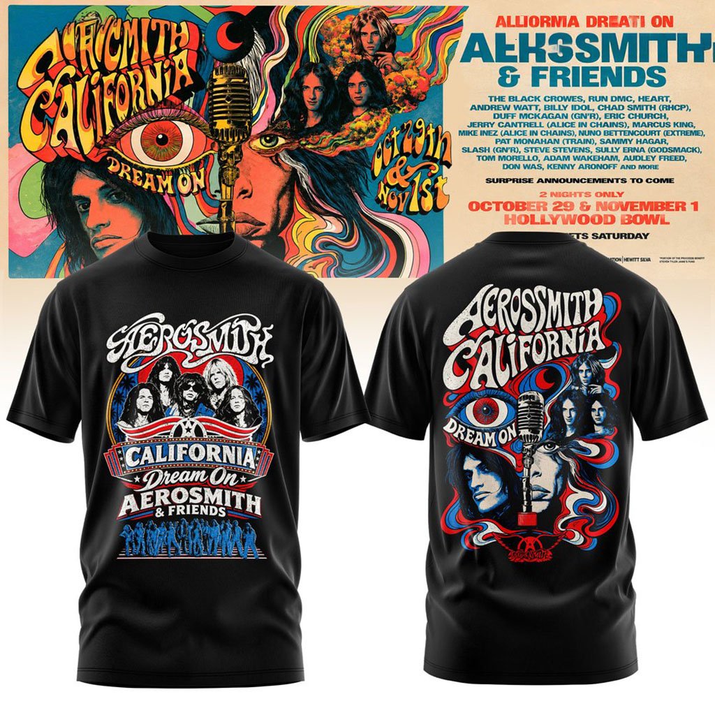 Aerosmith California Dream On Tour T-Shirt Aerosmith Merch 2026 Gift For Rock Band Fans