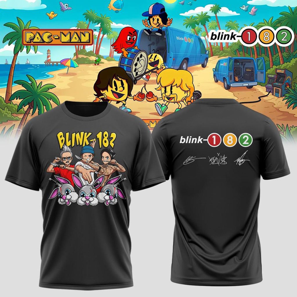 Blink 182 X PAC-MAN Merch Anime Band vs Bunny Battle T-Shirt Gift For Fans