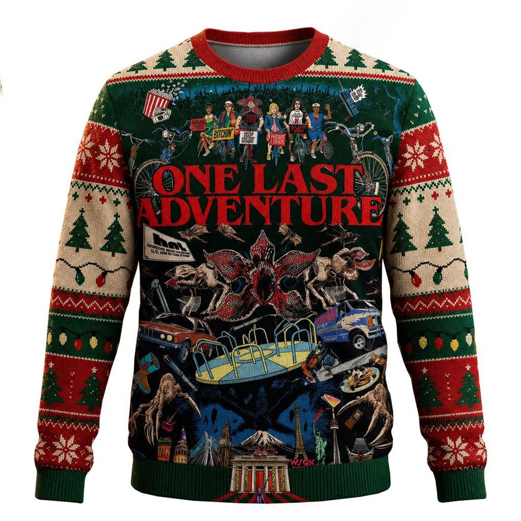 Stranger Things 5 One Last Adventure Ugly Christmas Sweater 2026 Stranger Things Merch Fan Gift