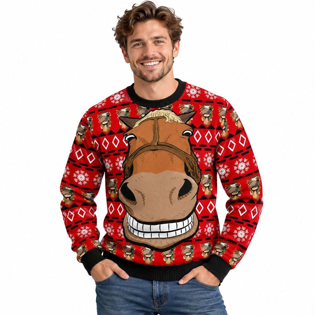 Ugly Horse Christmas Ugly Sweater 2026 Funny Holiday Apparel Xmas Gift For Horse Lovers