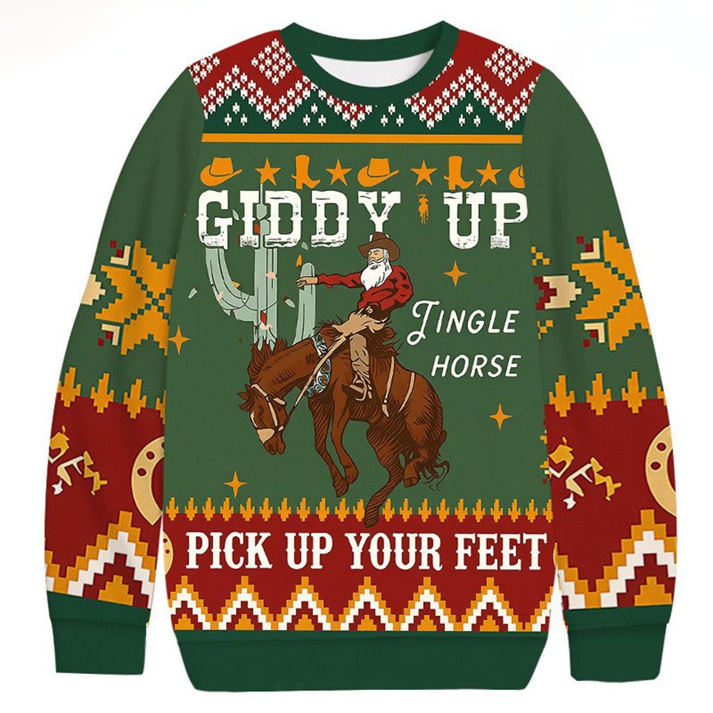Giddy Up Jingle Horse Christmas Ugly Sweater Funny Xmas Jumper Gift For Brothers