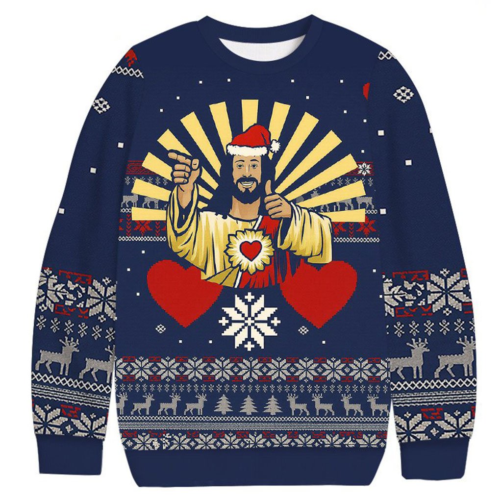 Happy Jesus Christmas Ugly Sweater Funny Religious Xmas Jumper Gift For Christian