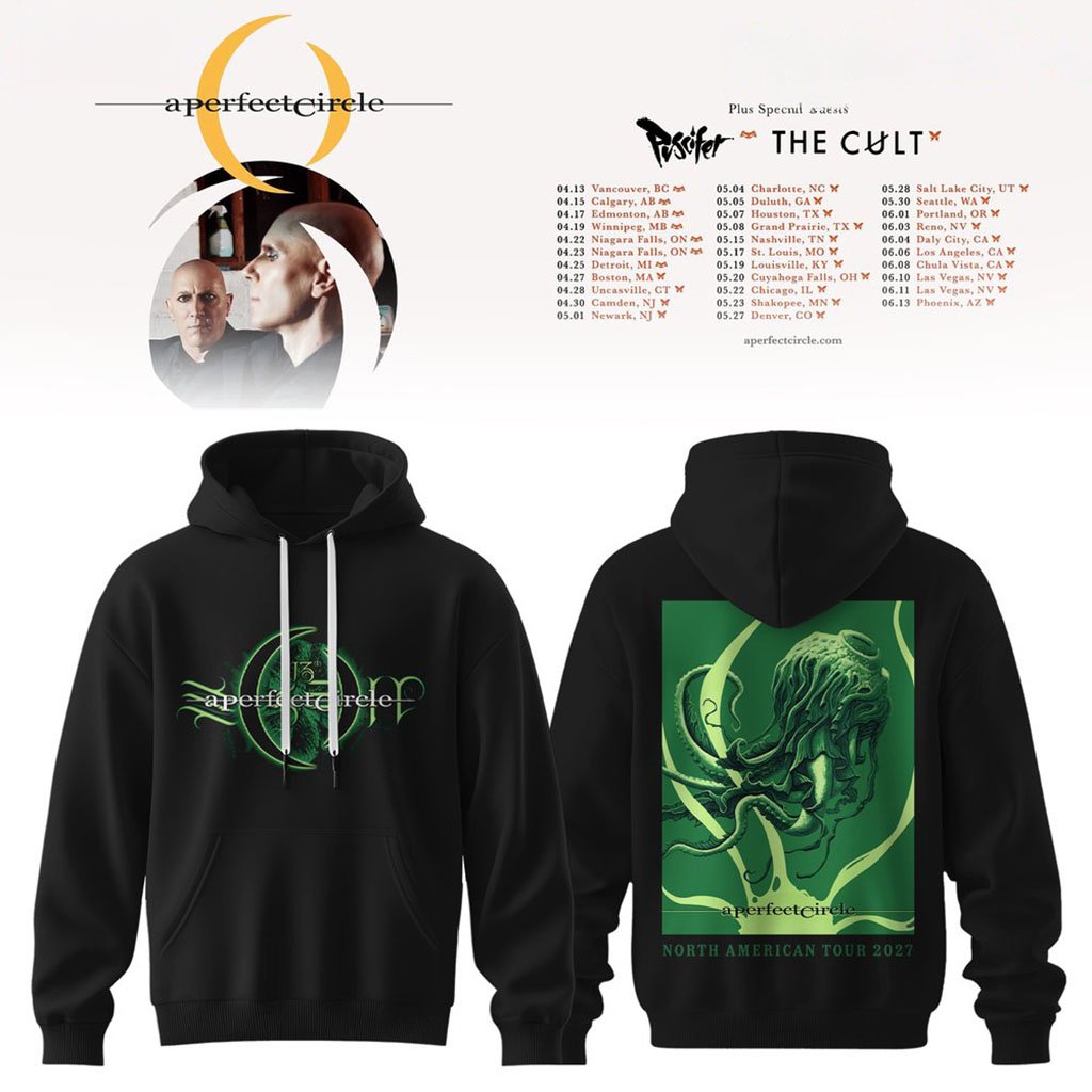 A Perfect Circle North American Tour 2027 Hoodie Rock Band Apparel A Perfect Circle Merch