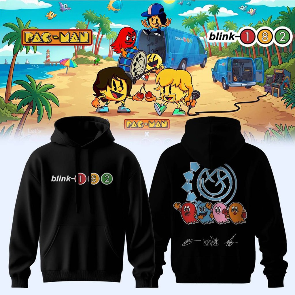 Blink 182 X PAC-MAN Hoodie Signature Blink 182 Merch Gift Ideas For Music Lovers