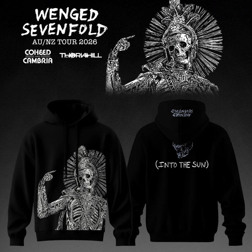 Avenged Sevenfold AUS NZ Tour 2026 Hoodie Into The Sun Hoodie Avenged Sevenfold Merch Black