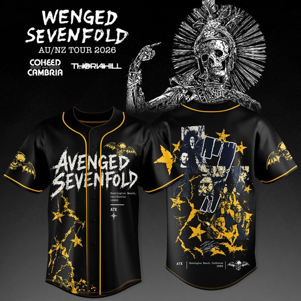 Avenged Sevenfold AUS NZ Tour 2026 Baseball Jersey Avenged Sevenfold Merch Fan Gifts