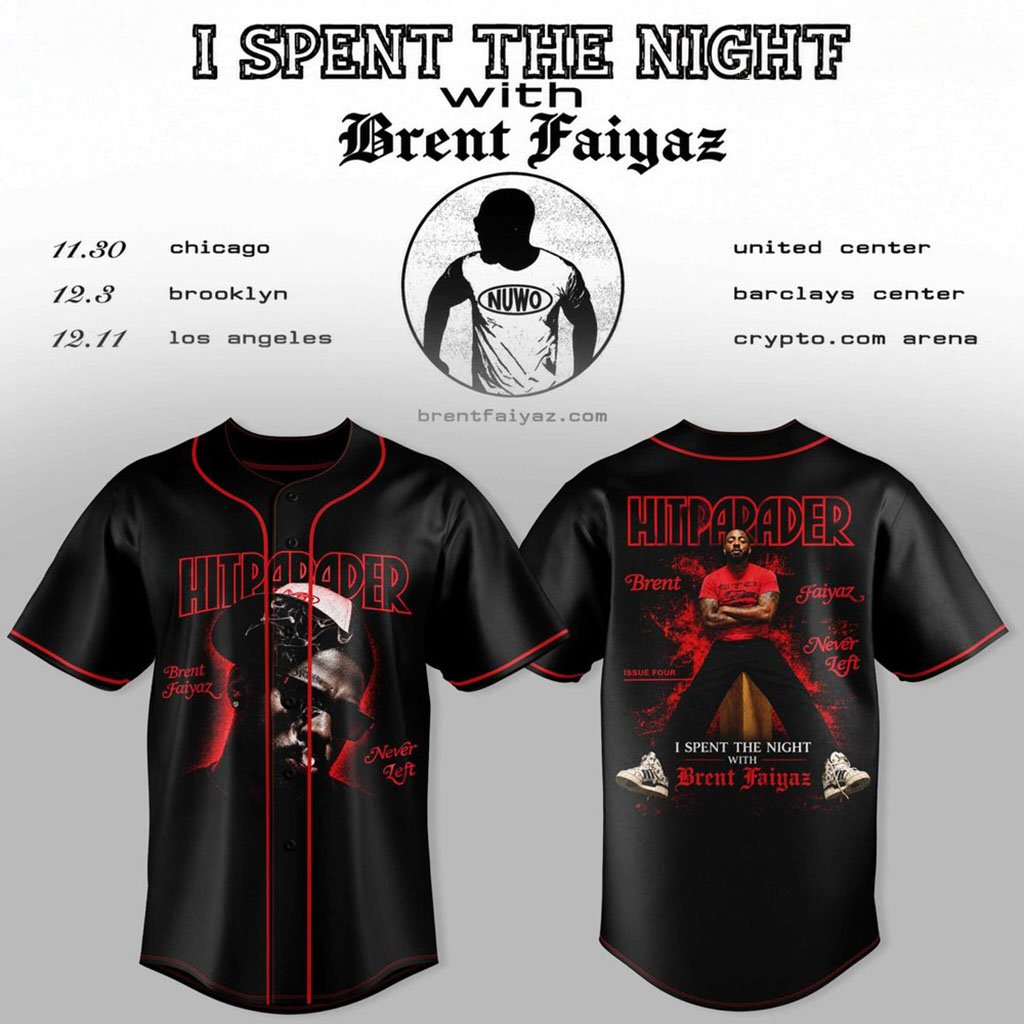 Brent Faiyaz Merch 2026 I Spent The Night With Brent Faiyaz Tour Baseball Jersey Fan Apparel