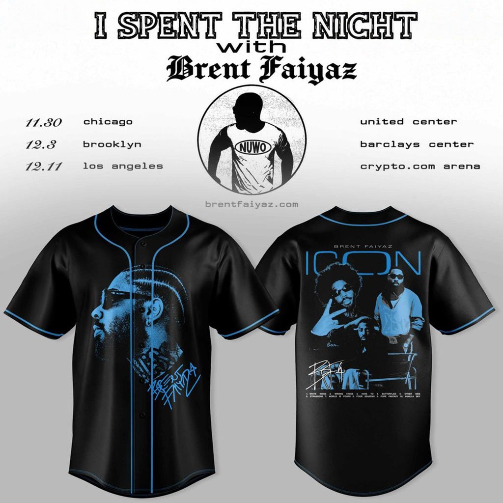 Brent Faiyaz Merch 2026 I Spent The Night With Brent Faiyaz Tour Baseball Jersey Fan Gifts