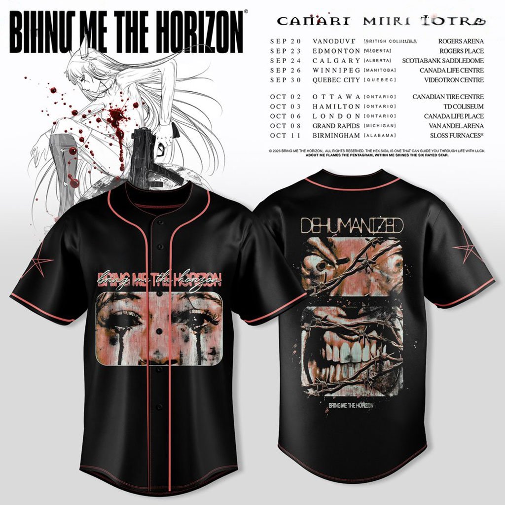 Bring Me The Horizon Canada And USA Tour Baseball Jersey BMTH Merch Present For Rock Fans