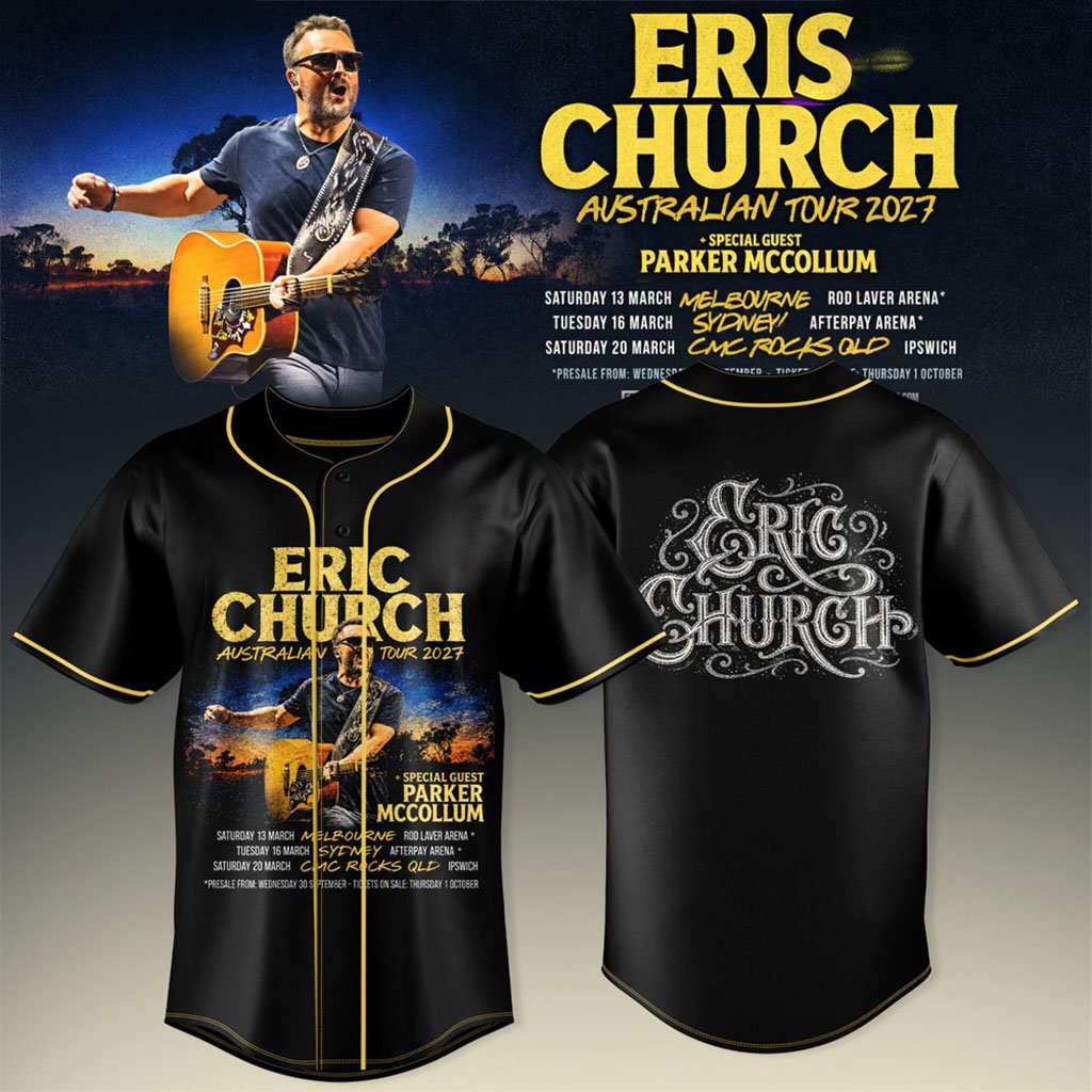 Eric Church Australian Tour 2027 Baseball Jersey Eric Church Merch Gift For Concert Goers
