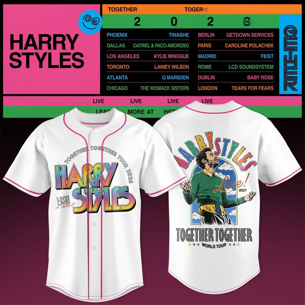 Harry Styles Merch Together Together Tour 2027 Baseball Jersey Top Gifts For Music Lovers