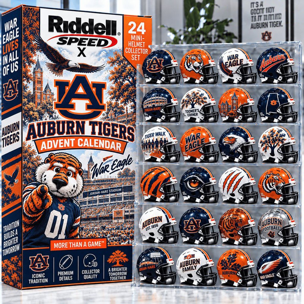 Auburn Tigers Advent Calendar Mini Helmet Christmas Ornament Auburn Tigers Merch Football Gifts