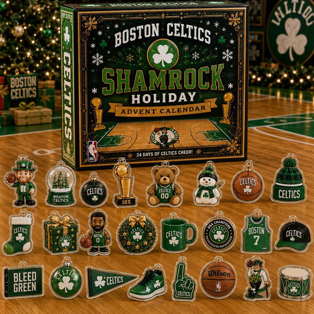 Boston Celtics Shamrock Holiday Advent Calendar 2026 Christmas Ornaments Boston Celtics Merch