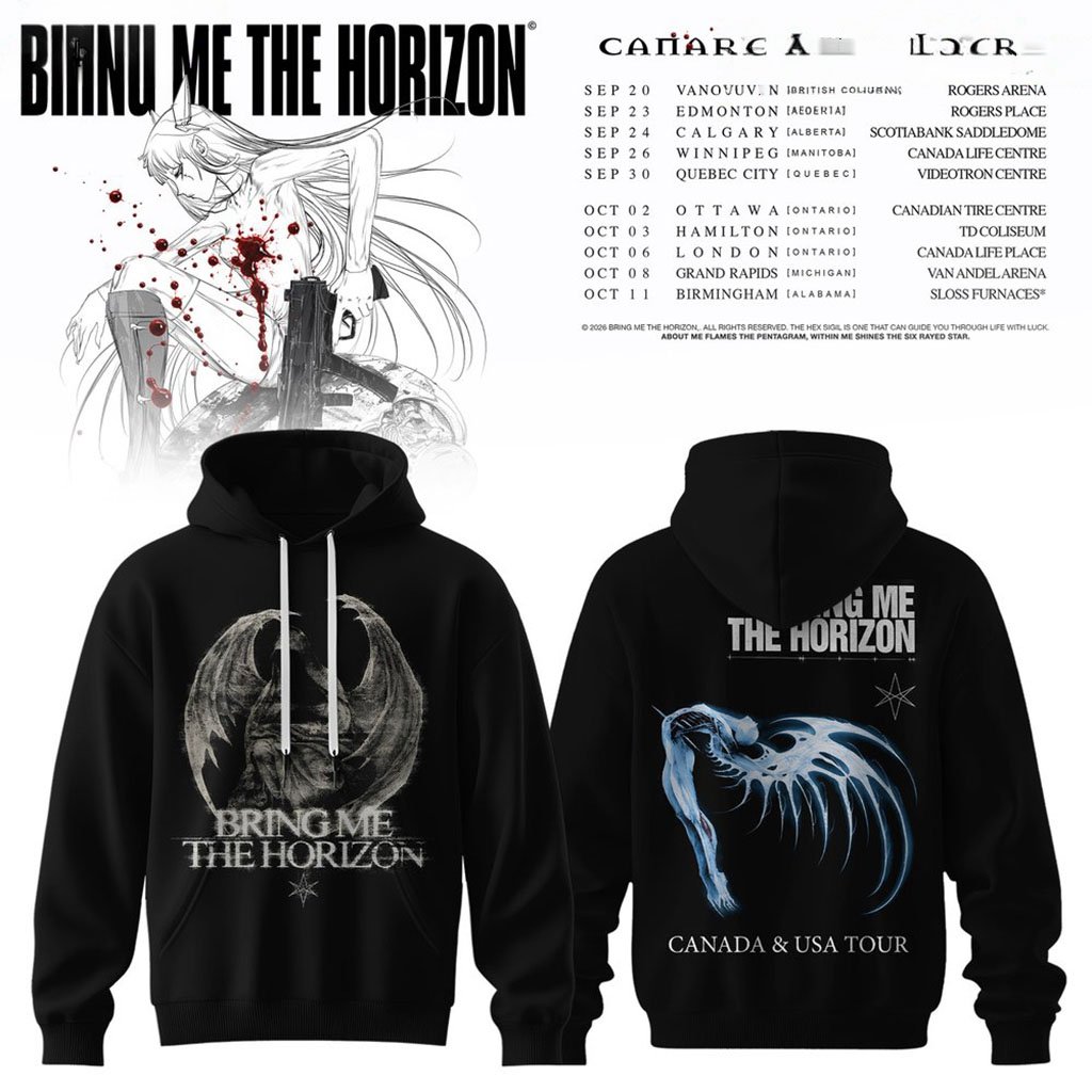 Bring Me The Horizon Canada And USA Tour 2026 Hoodie BMTH Merch Presents For Rock Lovers