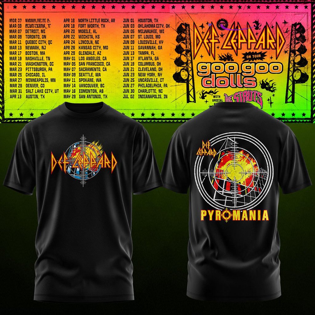 Def Leppard Merch Goo Goo Dolls Tour 2027 T-Shirt Pyromania Shirt Music Gift Ideas For Guys