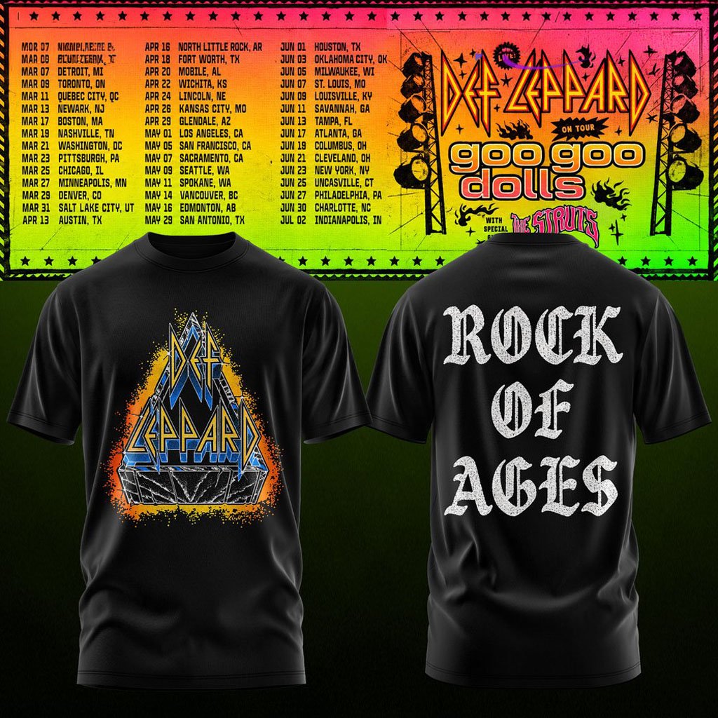 Def Leppard Merch Goo Goo Dolls Tour 2027 T-Shirt Rock Of Ages Tee Presents For Rock Lovers