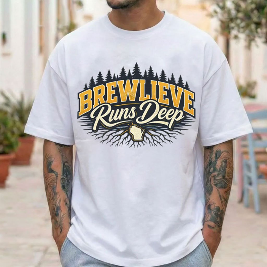 Brewlieve Runs Deep T-Shirt Milwaukee Brewers Merch Gift Ideas For Baseball Fans