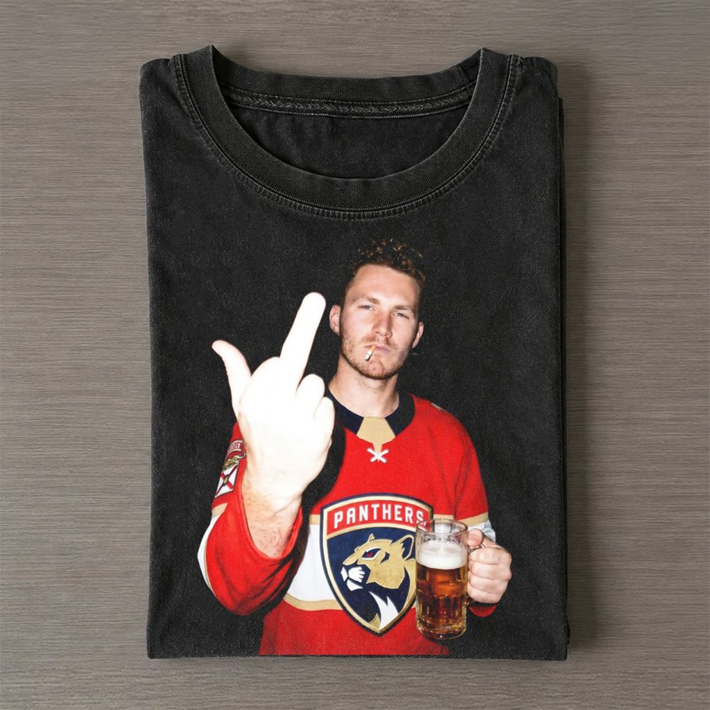 Florida Panthers Matthew Tkachuk Smoking Drinking Beer Middle Finger Shirt Gift For Meme Lovers