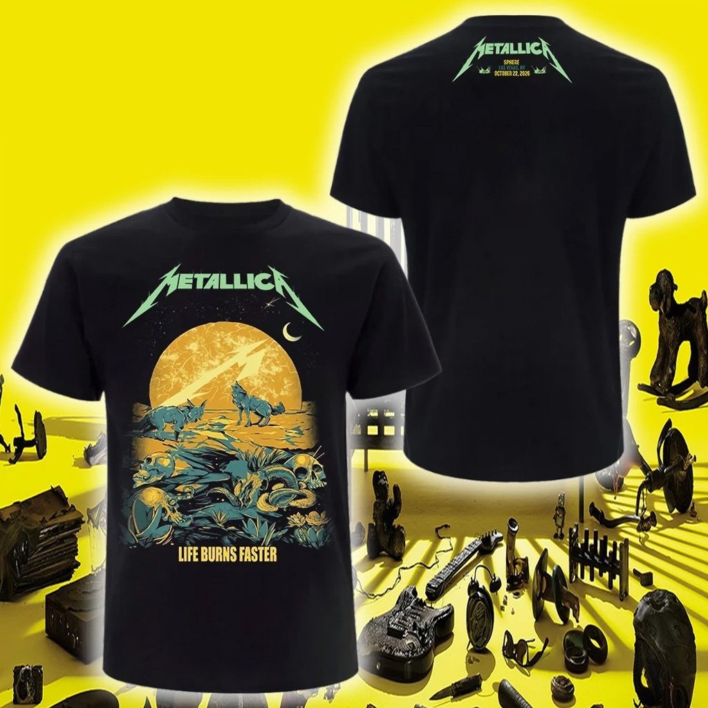 Metallica Life Burns Faster Sphere Las Vegas Week 4 Night 1 2026 Venue T-Shirt Metallica Merch