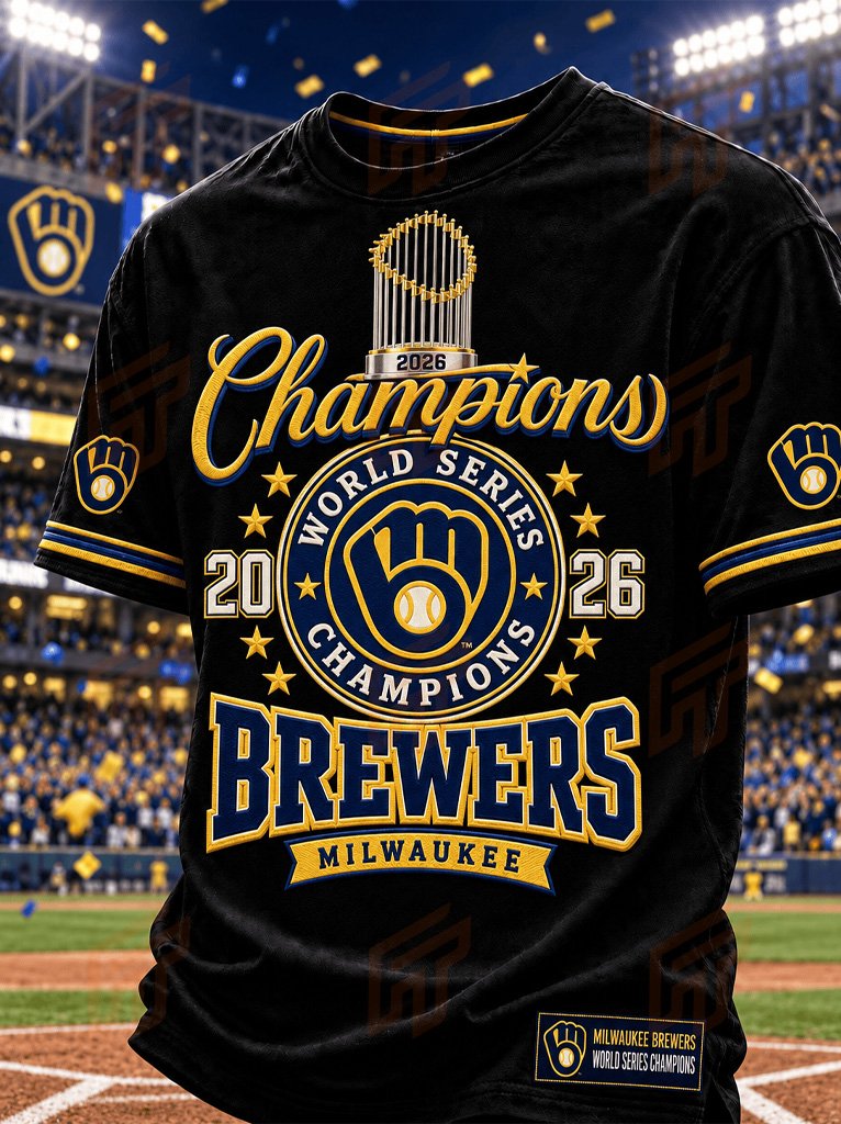 Milwaukee Brewers World Series Champions 2026 T-Shirt Gold Script Tee Milwaukee Brewers Merch