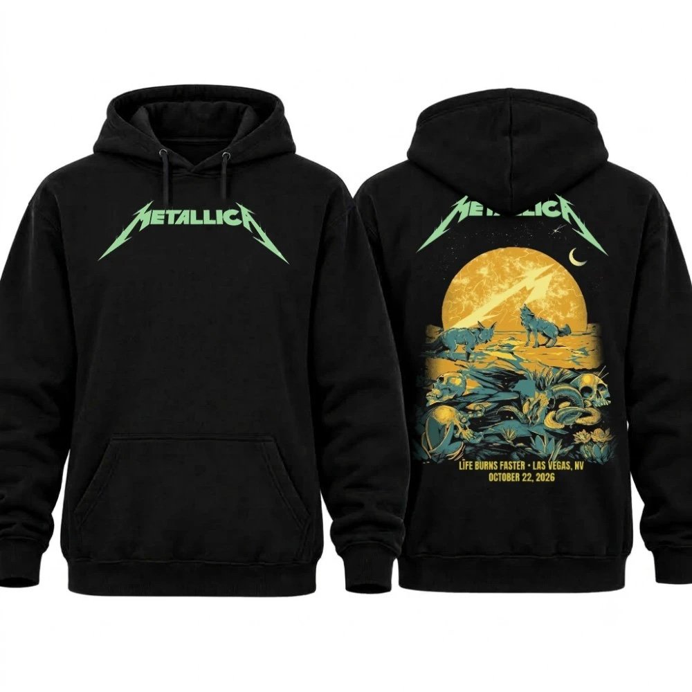 Metallica Las Vegas Sphere Weekend 4 Night 1 Hoodie Life Burns Faster Tour Merch Fan Gifts
