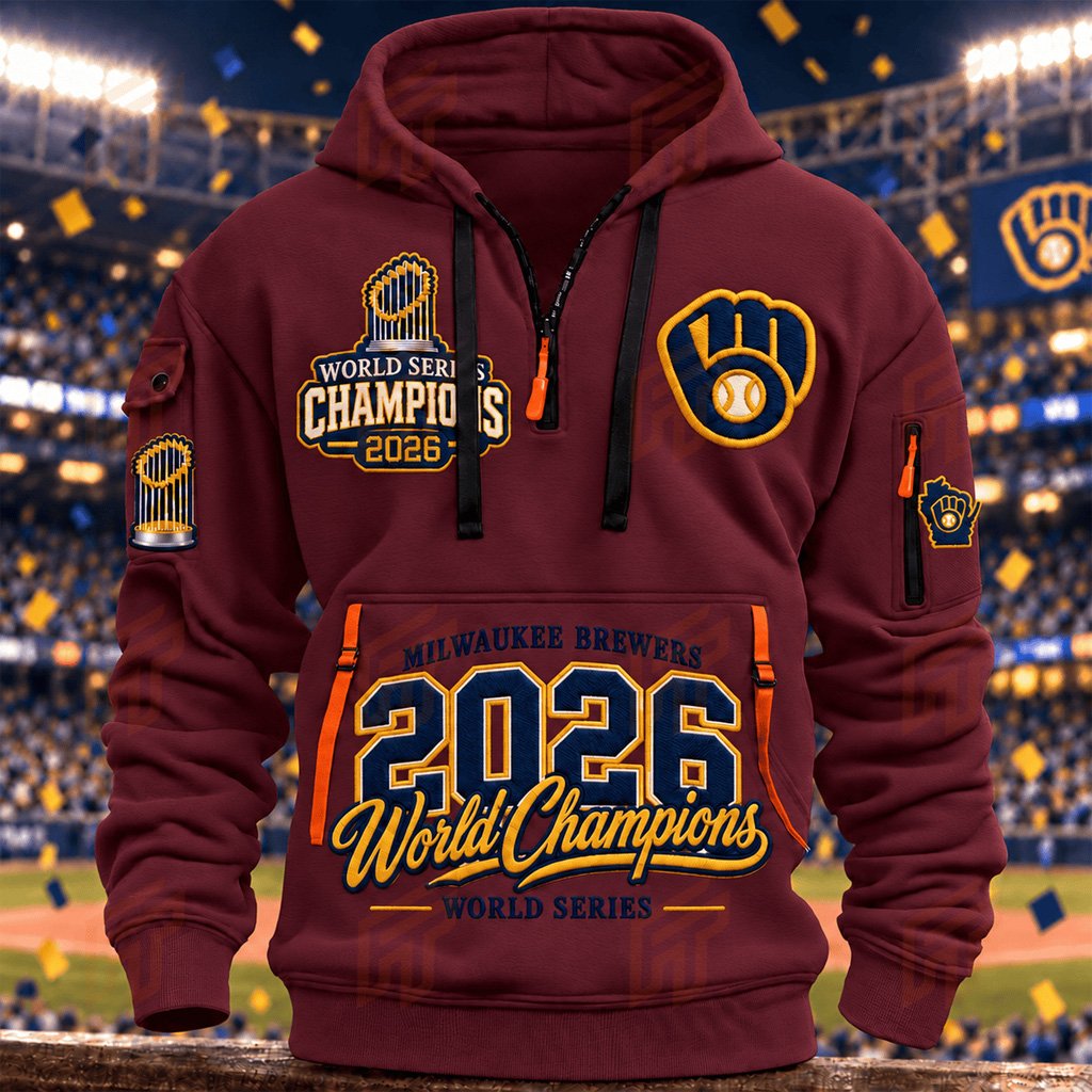 Milwaukee Brewers World Champions 2026 Half-Zip Hoodie Brewers World Series Champions Merch
