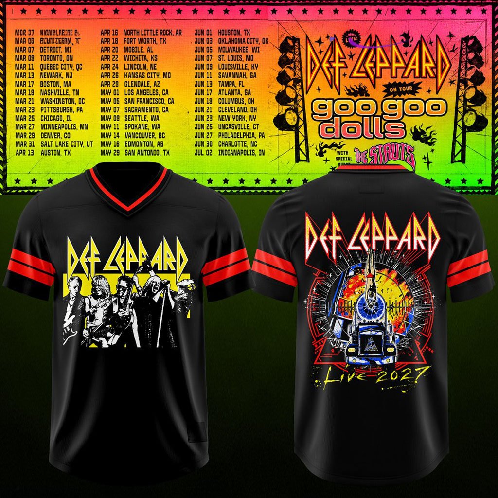 Def Leppard Merch Goo Goo Dolls Tour 2027 Football Jersey Cool Gifts For Rock Lovers