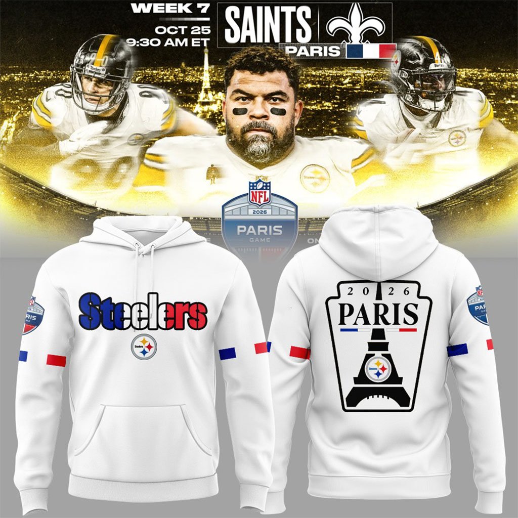 Pittsburgh Steelers Paris Game 2026 Hoodie White Football Graphic Apparel Steelers Merch Gifts