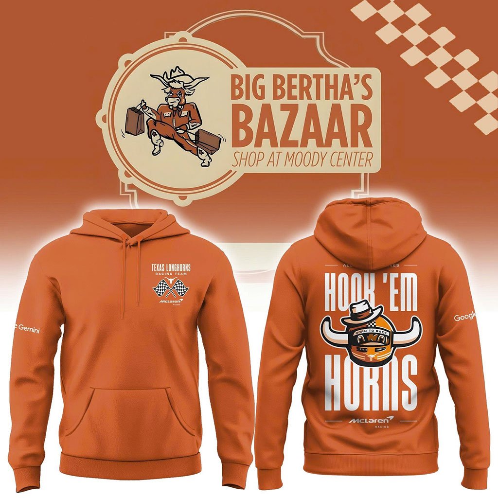 Texas Longhorns X Mclaren Hook em Horns Orange Hoodie Longhorns Merch Football Fan Gear