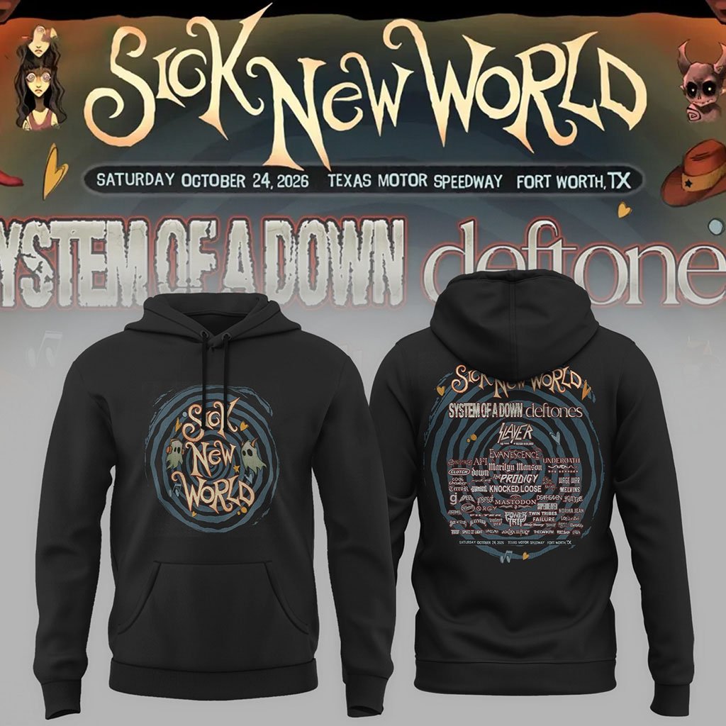 Sick New World Festival Merch 2026 System Of A Down Deftones Lineup Hoodie Concert Apparel