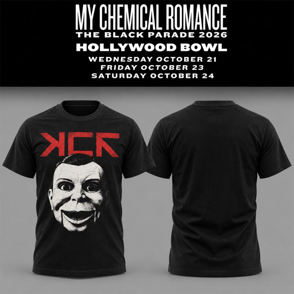 My Chemical Romance Merch The Black Parade 2026 Hollywood Bowl Shirt Creepy Puppet Face Apparel