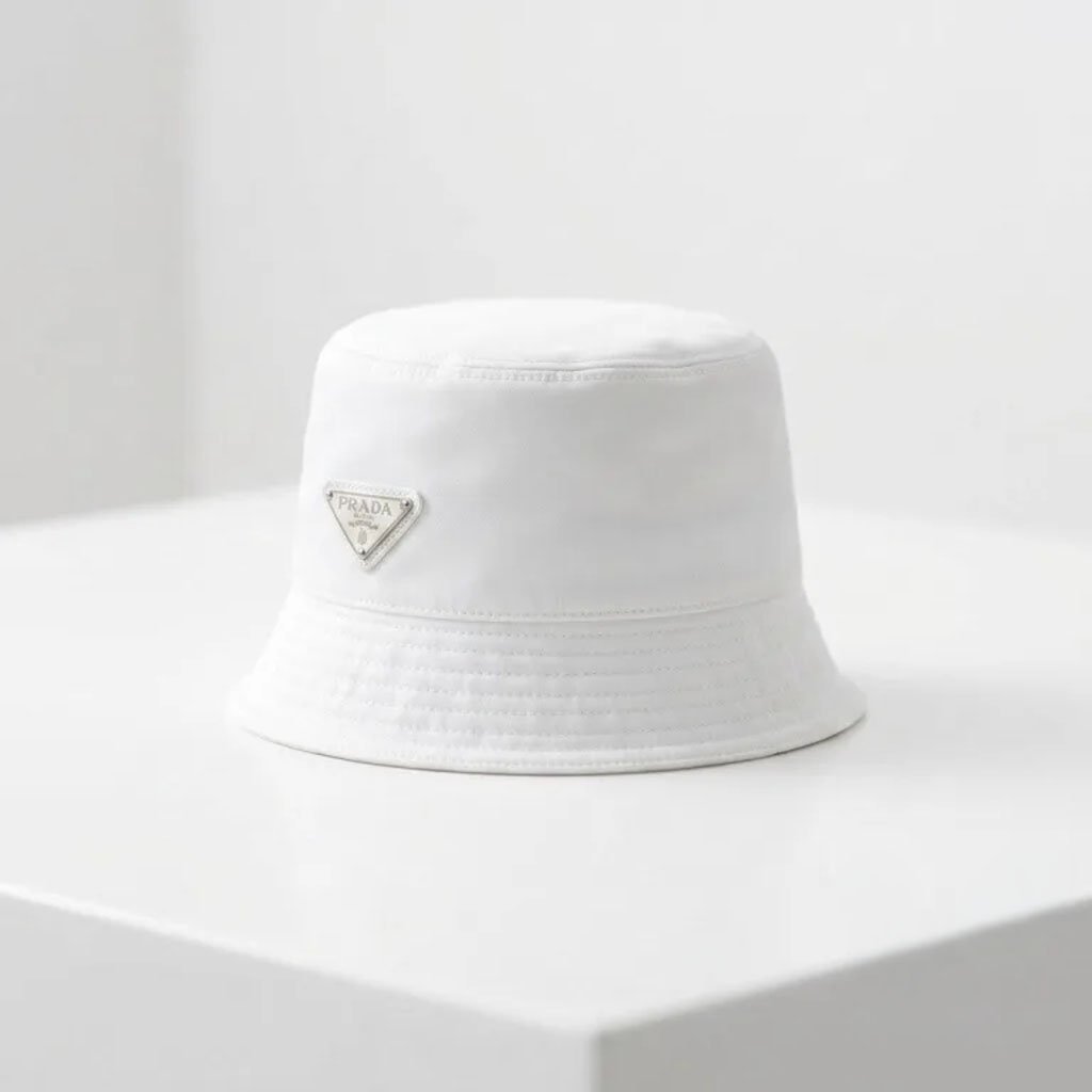 Real Housewives of New York City Erika Hammond Loveless Island Prada Logo Bucket Hat White