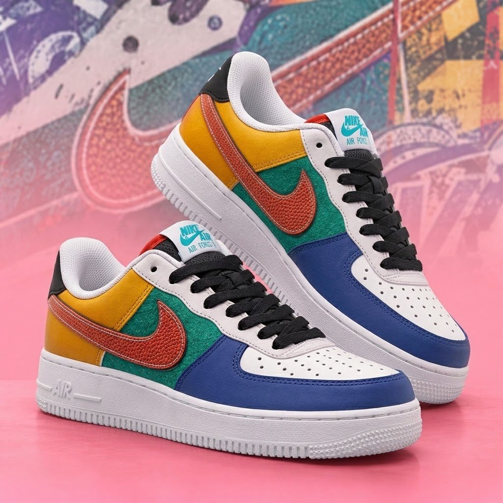 What The La Blue Green Orange Multicolor Patchwork Sneakers Birthday Gift For Friends