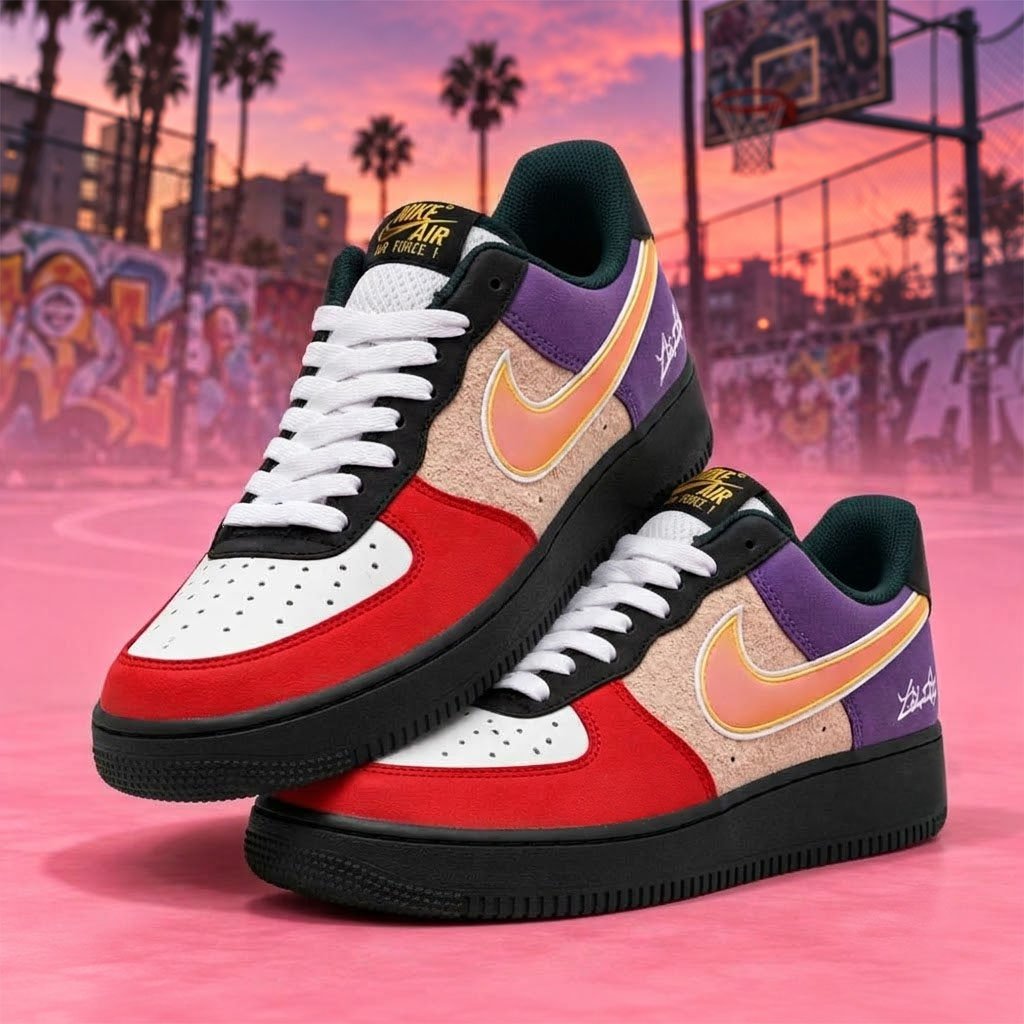 What The La Multicolor Purple Red Basketball Sneakers Birthday Gift For Him
