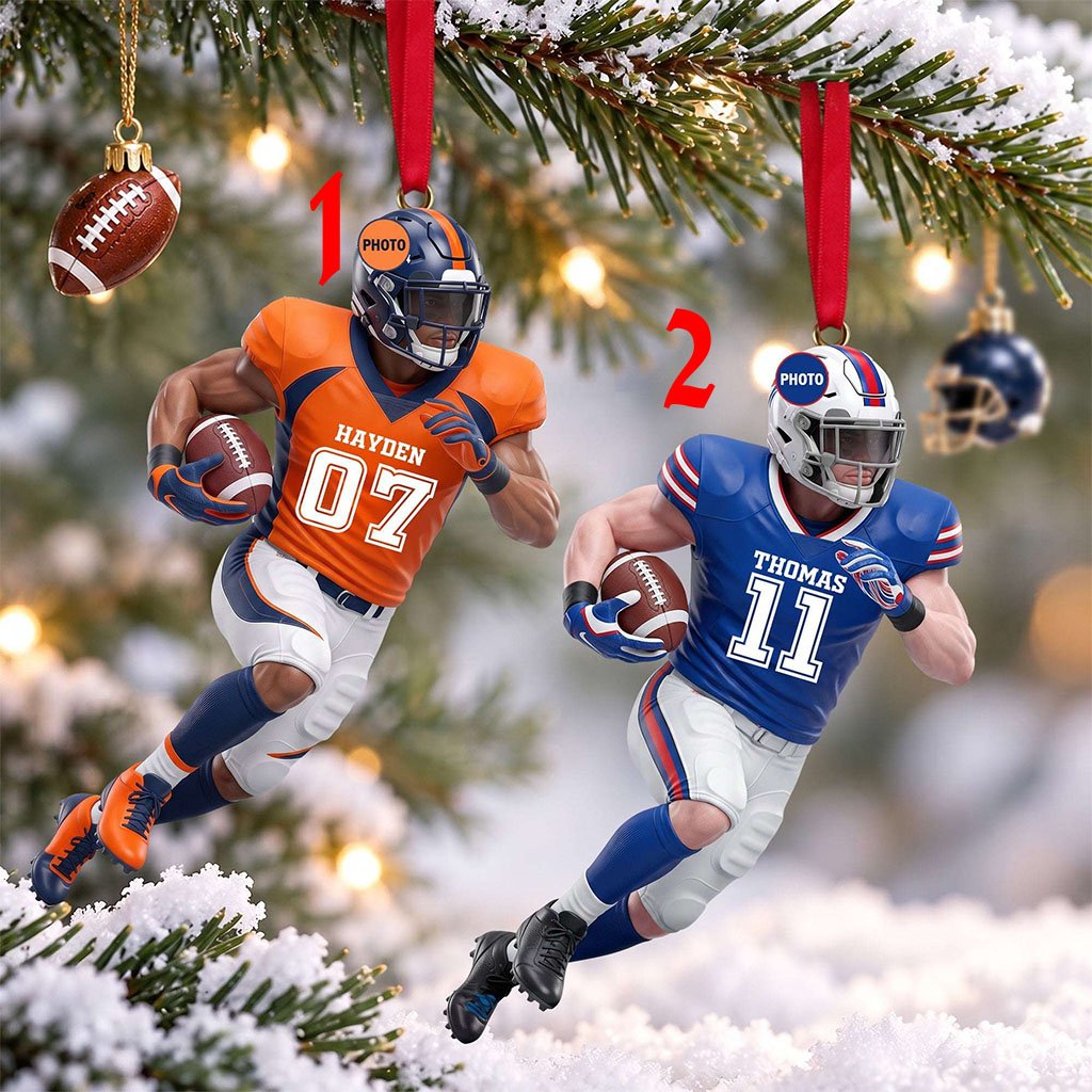 Custom Photo Professional Athlete Christmas Ornament Gifts For Football Lovers