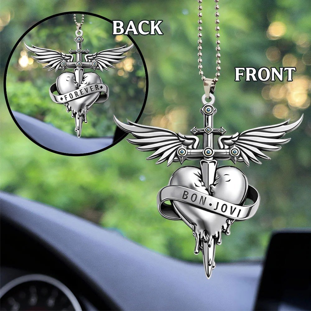 Bon Jovi Forever Acrylic Car Ornament Car Hanging Decor Bon Jovi Merch Rock Fan Gifts