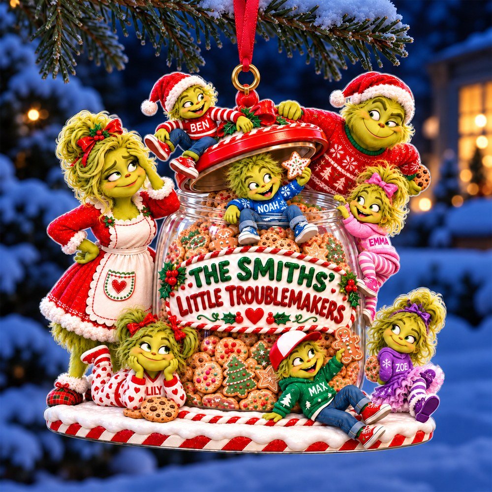 Personalized The Grinch Little Troublemakers Family Christmas Ornament Xmas Gift For Family