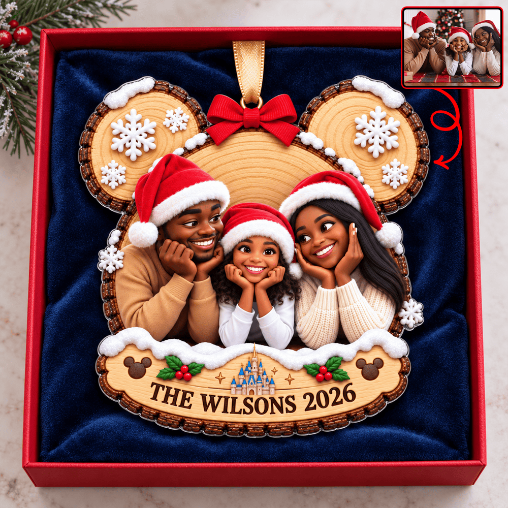 Custom Photo Family Ornament Personalized Christmas Ornament Disney Lover Gifts For Family