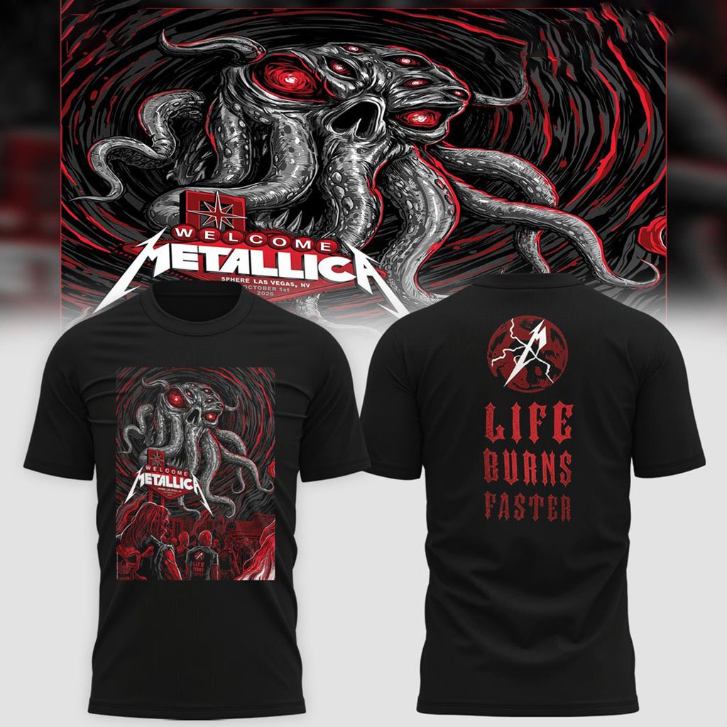 Metallica Life Burns Faster Las Vegas Tour 2026 T-Shirt Metallica Merch Metalhead Gift Ideas