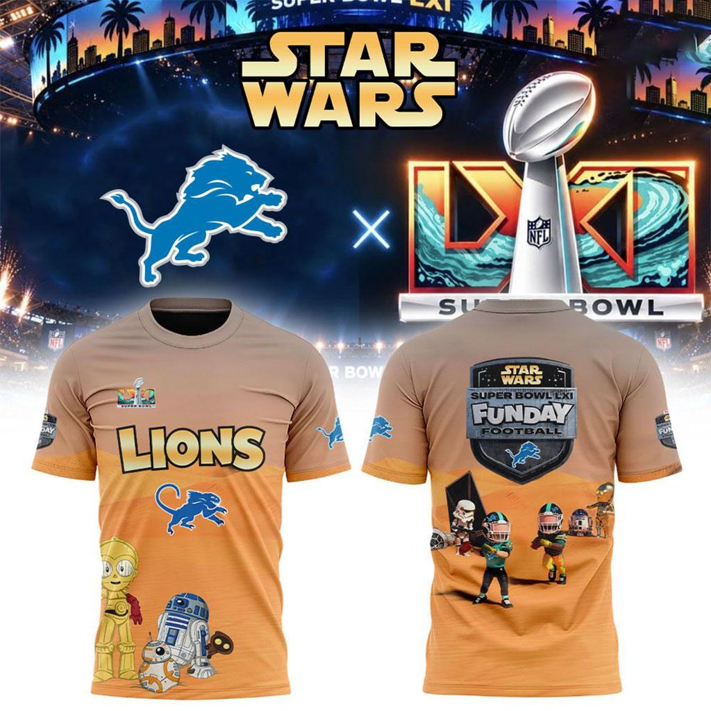 Detroit Lions X Star Wars Super Bowl LXI 2027 T-Shirt Detroit Lions Merch Football Lover Gifts