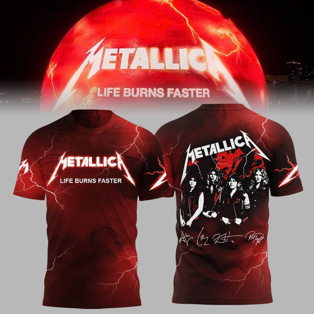 Metallica Life Burns Faster Sphere Las Vegas Concert T-Shirt Signature Metallica Merch Fan Gift