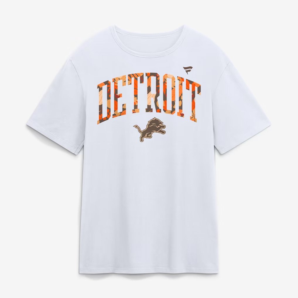 Detroit Lions Merch 2026 White Detroit Lions Fall Wordmark T-Shirt American Football Gifts